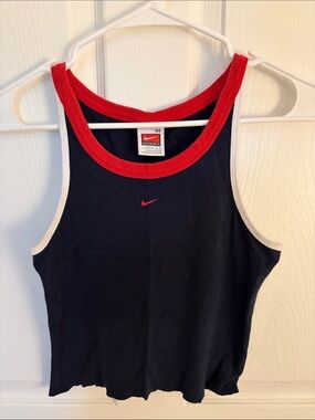 Nike Navy Tank Top with Red Trim and White Arm Edging